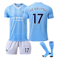 Miniatyrbilde 1 av 2: 23-24 Manchester City Hjemmefotballdrakter 17 De Bruyne Ny sesong Siste voksenbarn Fotballdrakt Adult M（170-175cm）