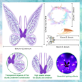 Miniatyrbillede 2 af 7: Glitrende fevinger til voksne, LED-pandebånd og stjerner til temafester Dragonfly purple Dragonfly purple