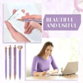 Miniatyrbild 4 av 4: 9-pack set metalliska kristalldiamantpennor flytande sandfärg glitterpenna för dagbok svart bläck vacker söt (lila)
