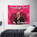 Miniatyrbillede 4 af 5: Mr. Worldwide siger, at man skal leve, grine og elske - Gobelin til ophængning på væggen til dekoration af stue og soveværelse 40' x 60'