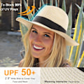 Miniatyrbillede 5 af 5: Dames Panama Solhat Fedora Strand Solhat Bred Krem Solhat UPF 50+ 1 Stk Panama Elfenben V2 1 Pc Panama Ivory V2 One Size