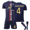 Miniatyrbilde 1 av 11: 23 Paris treningsdrakt gull nr. 30 Messi drakt nr. 7 Mbappe nr. 10 Neymar fotballuniform sett Size 4 with socks 24#