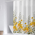 Miniatyrbillede 3 af 5: Gul Plante Stof Bruseforhæng, Bruseforhæng Badeværelse, Vandtæt Hurtigtør Polyester Stof 72\" B x 72\" L med Kroge