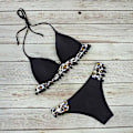 Miniatyrbilde 3 av 3: Bikinisett for kvinner med push-up og polstring - Badetøy for strand og svømming - Leopardmønster Leopard S