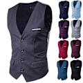 Miniatyrbillede 1 af 5: Plus Size Herre Solid Farve Suit Vest Enkeltbrystet Business Vest - WELLNGS Grå Grey XL