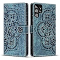 Miniatyrbillede 1 af 4: Frosted Læder Etui til Mandala Emed Retro Telefon Blå(FQ) For Samsung Galaxy S22 Ultra 5G Blue