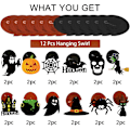 Pikkukuva 3 / 6: Halloween-koristeet riippuvina pyörteinä - 12 kpl riippuvaa Halloween-kattovirtaa - Suurikokoinen haamu, kurpitsa, noidat pyörteissä