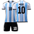 Miniatyrbilde 4 av 11: Fotballdrakt for Argentina VM 2022, Nr. 10 Messi, Hjemmedrakt, Ny Modell for Barn og Voksne Argentina home field without number 18 yards