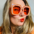 Miniatyrbillede 3 af 7: Nyeste Oversize Retro Square Rhinestone Bling Solbriller Dame Luksus Dame Solbriller 2024 Til Kvinder C26 Square