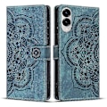 Miniatyrbillede 1 af 4: Frosted Læder Etui til Mandala Emed Retro Telefon B(FQ) For Samsung Galaxy S25 Edge 5G Blue
