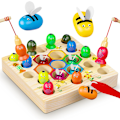 Miniatyrbild 1 av 5: Montessori barnspel - 2-i-1 fiskespel - trä för present flicka pojke bebisar 2 3 4 år