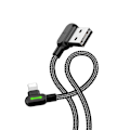Miniatyrbild 5 av 5: McDodo CA-4673 Vinklad Lightning-kabel, LED, 2A, 1,8m, svart