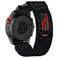 Miniatyrbild 1 av 5: Nylonarmband med självhäftande remsa för Garmin Fenix 7X/7X Pro/Instinct 2X/Quickfit 26mm - Svart Black Garmin Fenix 7X