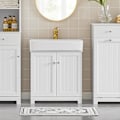 Miniatyrbillede 1 af 5: SoBuy håndvask underskab, badeværelsesmøbler, med 2 døre, BZR18-W Wh White Sink cabinet (on wall)
