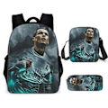 Miniatyrbillede 1 af 5: 3-delt sæt Messi og Ronaldo rygsæk, studenterfodboldtaske, 3D-printet rygsæk style 6