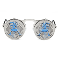 Pikkukuva 4 / 7: Retro-henkilöllisyyden heijastavat uudet miesten metalliset aurinkolasit Steampunk-käännettävät aurinkolasit 2024 C5  Picture Color Round Sunglasses