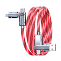 Miniatyrbilde 1 av 8: 4-i-1 180 graders RGB-strømningslysende USB-ladekabel type C og A4