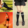 Miniatyrbillede 7 af 7: Stribede Over The Knee Strømper, Bomuld Stribede Leggings Casual Støvler Strømper Til Cosplay Casual Wear, (1 Par Sort, 1 Par Hvid)