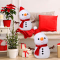 Miniatyrbilde 2 av 6: 2 stk Snømann Puter Vinter Snømann Puter Dekorative Snømann Sherpa Puter Snømann Pute for Vinterdekorasjon Sofa Stue Soverom