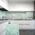 Miniatyrbild 3 av 5: 3D Vattentäta Självhäftande Mosaik Väggstickers, Självhäftande Badrumsväggplattor, Köksväggplattor, Blå Självhäftande Väggplattor, 4 st.