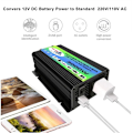 Miniatyrbild 5 av 5: Toppkraft 3000W modifierad sinusvågsomvandlare DC 12V till AC 220V högfrekvensomvandlare, svart
