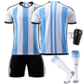 Miniatyrbilde 3 av 11: Fotballdrakt for Argentina VM 2022, Nr. 10 Messi, Hjemmedrakt, Ny Modell for Barn og Voksne Size 10 with socks XS