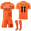 Miniatyrbilde 1 av 2: 2024 Real Madrid Y3 Co-Branded Special Edition Rose Pattern Fotballtrøye Orange Barnefotballutstyr No.11 Rodrygo No.11 Rodrygo 22