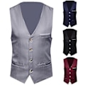 Miniatyrbillede 4 af 5: Plus Size Herre Solid Farve Suit Vest Enkeltbrystet Business Vest - WELLNGS Mørkerød Dark red M