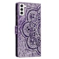 Miniatyrbillede 3 af 4: Frosted Læder Etui til Mandala Emed Retro Telefon Lilla(FQ) For Samsung Galaxy S21 FE 5G Purple