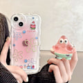 Pikkukuva 2 / 4: Yhteensopiva söpö iPhone-kotelo Kawaii-kuviolla, telineellä ja riipuksella, läpinäkyvä pehmeä TPU-puhelimen suojakotelo Patrick Star Patrick Star iPhone 12 Mini