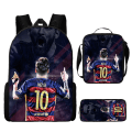 Pikkukuva 1 / 2: 3 kpl/setti jalkapalloilija Lionel Messi reppu opiskelija koululaukku Y P1 kynäpussi P1 P1 Pencil Pouch