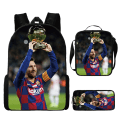 Pikkukuva 1 / 5: 3-osainen Messi ja Ronaldo reppusetti, opiskelijan jalkapallolaukku, 3D-tulostettu reppu style 2