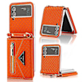 Miniatyrbild 1 av 5: Plånboksfodral Kompatibelt med Galaxy Z Flip 4, Axelbandsrem PU-Läder Skyddande Fodral med Kortfack Orange Orange For Galaxy Z Flip 4