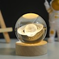 Miniatyrbillede 1 af 4: 3D Solsystem Krystal Kugle 61mm Universgaver med Lasergraveret Model