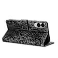 Miniatyrbillede 4 af 4: Frosted Læder Etui til Mandala Emed Retro Telefon Sort(FQ) For Samsung Galaxy S25 Edge 5G Black