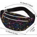 Miniatyrbillede 2 af 6: AYNKH taljetaske Holografisk Fanny Pack, geometrisk laser vandtæt brystpakke blue