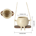 Miniatyrbild 5 av 5: Gulligt leende ansikte Tecknad Swing Blomkruka - Perfekt för inomhus- och utomhusväxter, väderbeständig och hållbar - Lägg till personlighet till din terrass!