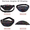 Miniatyrbillede 4 af 6: AYNKH taljetaske Holografisk Fanny Pack, geometrisk laser vandtæt brystpakke Triangle mesh white