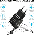 Miniatyrbilde 5 av 5: 4-pakning 5V-2A USB Strømadapter Uttak Universell Hurtiglader for iPhone 12/11/X 8/7/6, Samsung Galaxy S22 S21 S20 black