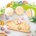 Miniatyrbilde 3 av 6: Bunny Egg Holder: Eggebrett for påskekanin, Pinewood Deviled Egg Skål - Perfekt for påskebordskjerm (brun)