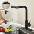 Miniatyrbillede 1 af 6: Køkkenarmatur med pull-down-sprøjte, vandfaldsrør med enkelt hul i rustfrit stål, kommercielt moderne enkeltgrebs køkkenvaskarmatur grey