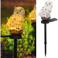 Miniatyrbillede 1 af 3: Blændende ugle Solar LED-lys med pæl - Vandtæt harpiks havedekoration til udendørs gårdsti, gårdhave, græsplæne - Fugleafvisende brown