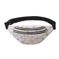 Miniatyrbillede 6 af 6: AYNKH taljetaske Holografisk Fanny Pack, geometrisk laser vandtæt brystpakke triangle mesh pink