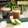 Miniatyrbilde 2 av 5: 50 Premium Tykke Plastglass, Plastpartyglass med Gullglitter (285ml / 10oz) - Gjenbrukbare Plastglass, Tumblers