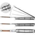 Miniatyrbillede 4 af 6: Kebab grillkurv & grillspyd rustfrit stål - Kabob grillkurve sæt med 4. Kabob kurv til grøntsager, jumbo rejer - grillkurve Brown 4pcs