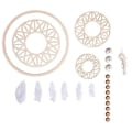 Miniatyrbild 1 av 2: Dreamcatcher kit storformat 74 cm - Träskiva ø 18 cm, pärlor, snöre, fjädrar Beige