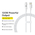 Miniatyrbild 3 av 6: USB-kabel till Type-C, Super Snabb Laddning 100W, 2m - Baseus Gem (P103737300222211-01) - Månsilver