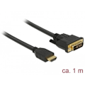 Miniatyrbild 1 av 2: HDMI till DVI-kabel DeLOCK 85652 - 1m - Svart - Tvåvägs datatransfer Svart