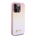 Miniatyrbild 4 av 6: iPhone 15 Pro Max Fodral - Guess Saffiano Iridescent Script (GUHCP15XPSAIRSP) - Rosa