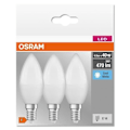 Miniatyrbild 3 av 6: Frostade flamma LED-lampor med E14 4,9W kylare - Kall vit - OSRAM Vit kyla